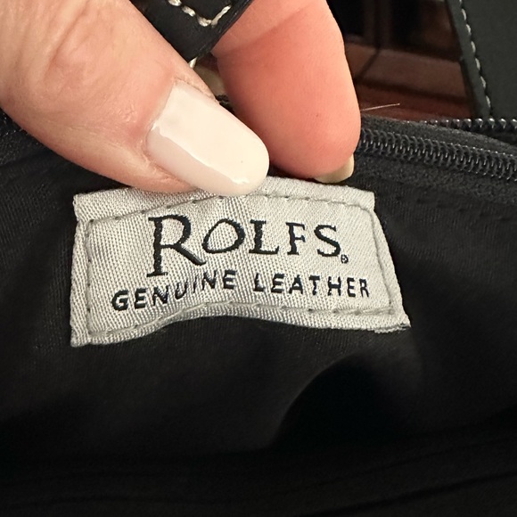 Rolf's - Genuine Black Leather Handbag Small Purse Multiple Compartments inside - Picture 4 of 11